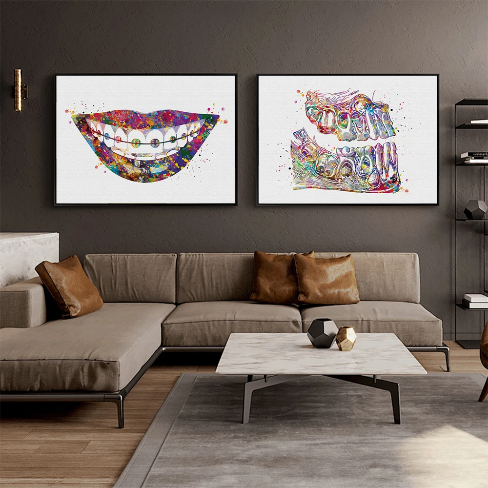 Стоматологическая художественным принтом зубов анатомии wall Art зубного ряда медицинский арт зубы корни молярная резцов для стоматологической клиники холст для живописи