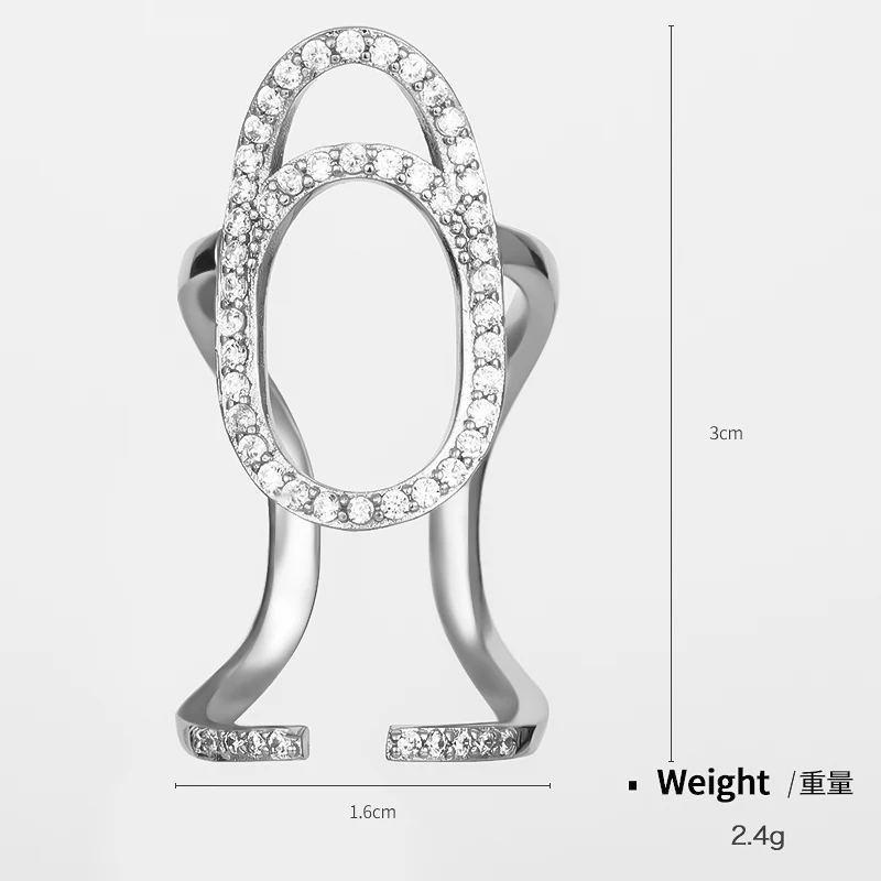 Милый циркониевый рукав для ногтей двойное кольцо Регулируемый размер