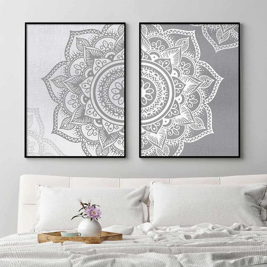 

Mandala Floral Abstract Boho Posters Canvas Painting Wall Art Print Pictures for Living Room Bedroom Interior Home Decoration