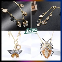swa fashion jewelry high quality 11 charm luxury jewelry charm necklace set retro butterfly beetle crystal lady gift for women