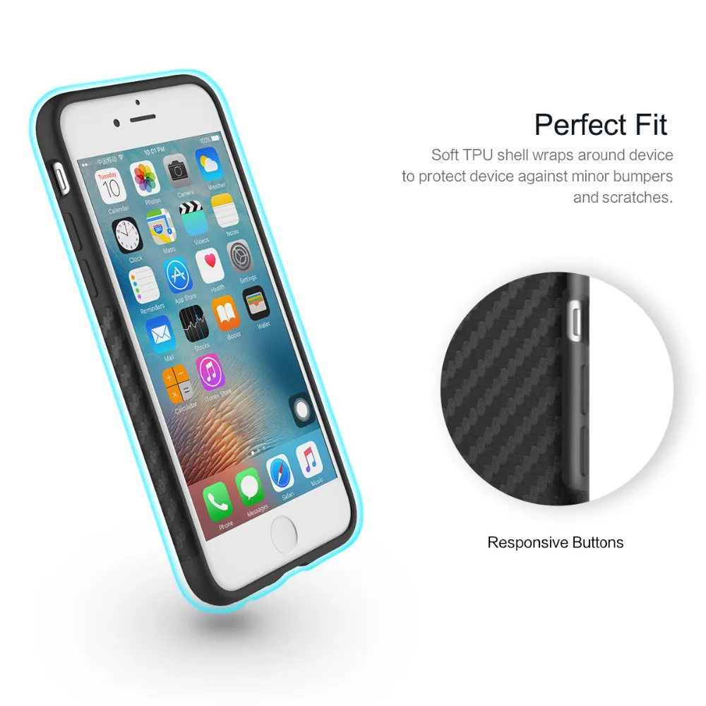 Чехол Rock из синтетического волокна для iPhone 7 Plus, мягкий чехол из углеродного волокна и ТПУ с магнитной задней крышкой, чехол для iPhone 7 с металлической пластиной, распродажа