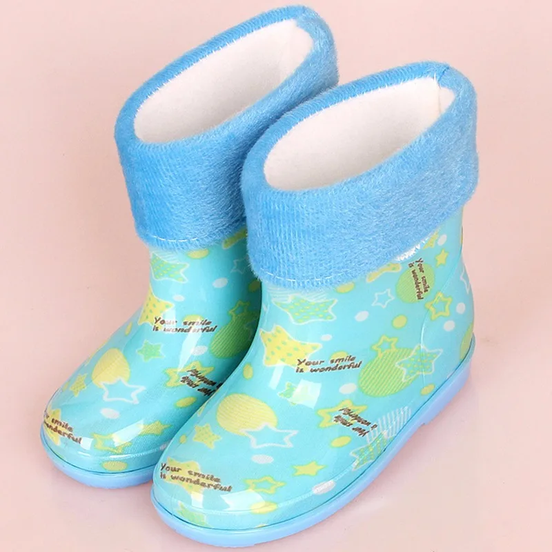 

Cartoon children's rain boots anti-skid plus velvet for girl and boy infant boots rubber shoes small kids water shoes12