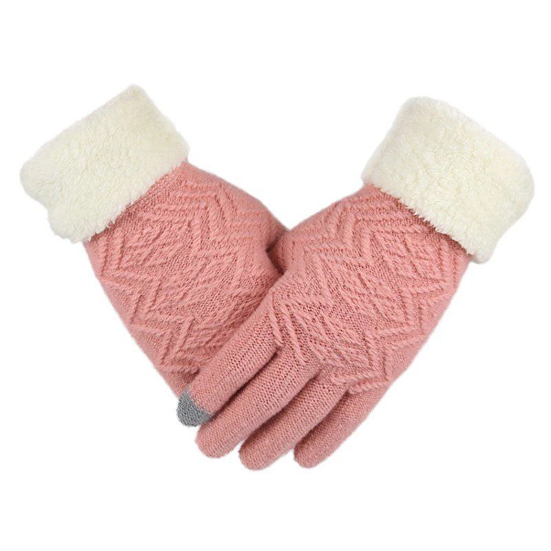 Sale Women Winter Touch Screen Thick Gloves Warm Kint Elegant Full Finger Fleece Gloves