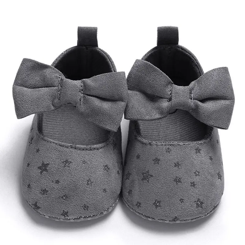 

Newborn Baby Girl Flower Sneakers Toddler Cotton Bow Casual Shoes Infant Little Girls Princess Sequin Stars Leather Shoes 0-18Ms