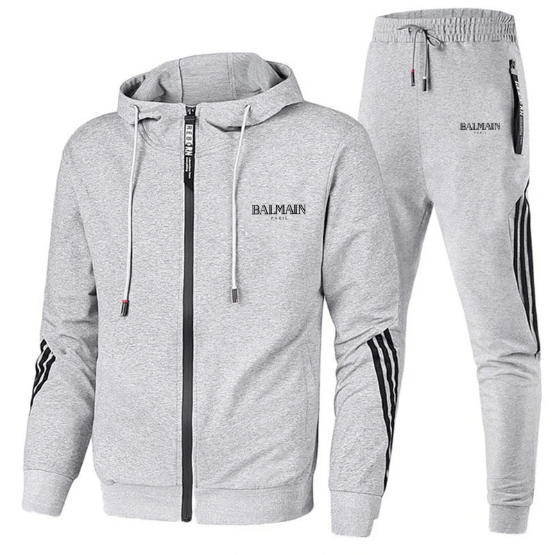 

2021 Autumn and Winter Men's Casual Sportswear Long-sleeved Hoodie + Sweatpants Suit Jogging Sports Warm Zipper Hoodie Suit