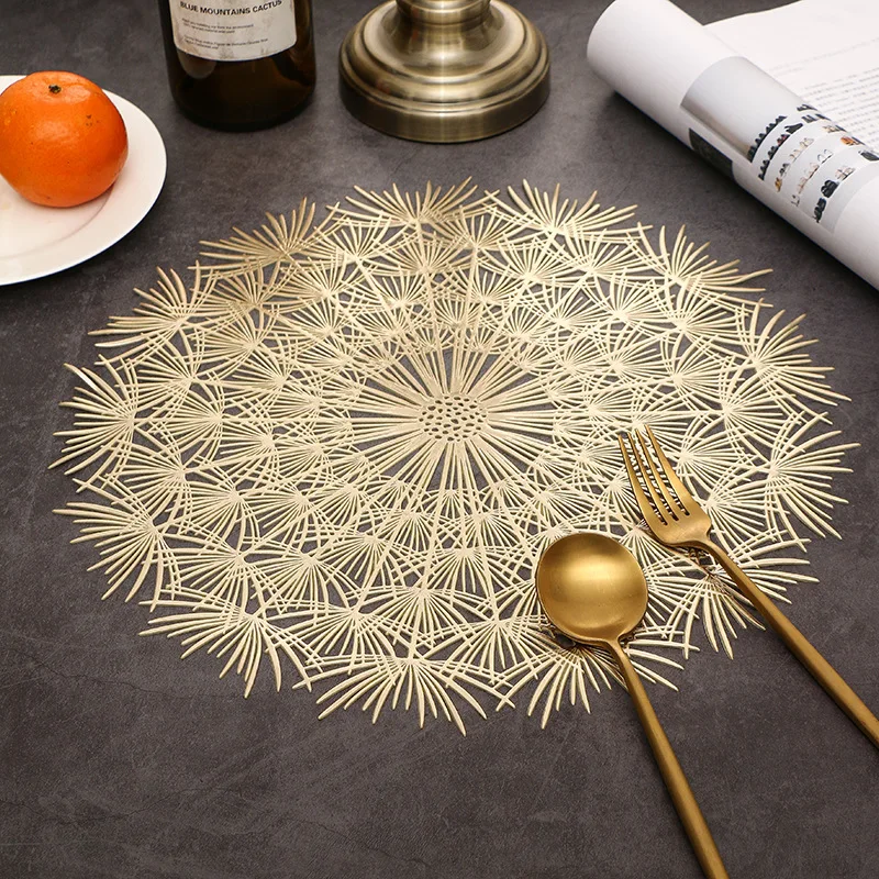 

PVC Table Mats Set Dandelion Pattern Placemats for Dining Table Stain Resistant Durable Coasters for Table Decor Wedding Party