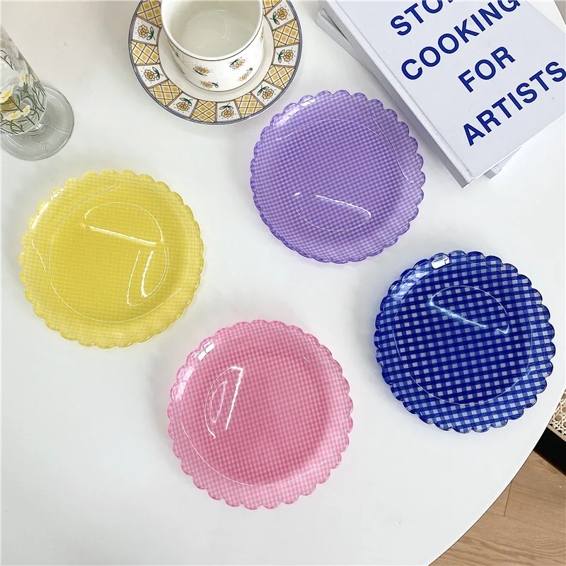 Маленький цветок десертная тарелка решетка торт полосатая пластиковая фото