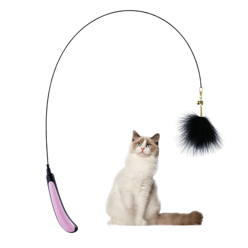

Cat интерактивное перо телескопическая палка для тренировок для домашних животных с колокольчиками поставки Стальная проволока игрушка-тиз...
