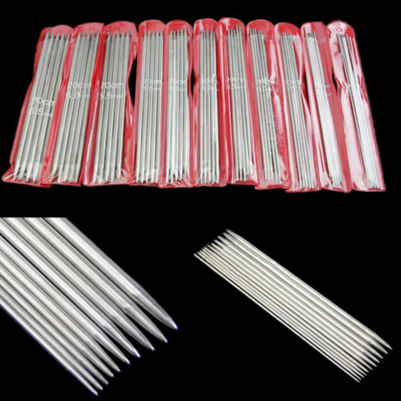 

Hot Stainless Steel 7.9 20cm Double Pointed Crochet Knitting Needles 55pcs ~