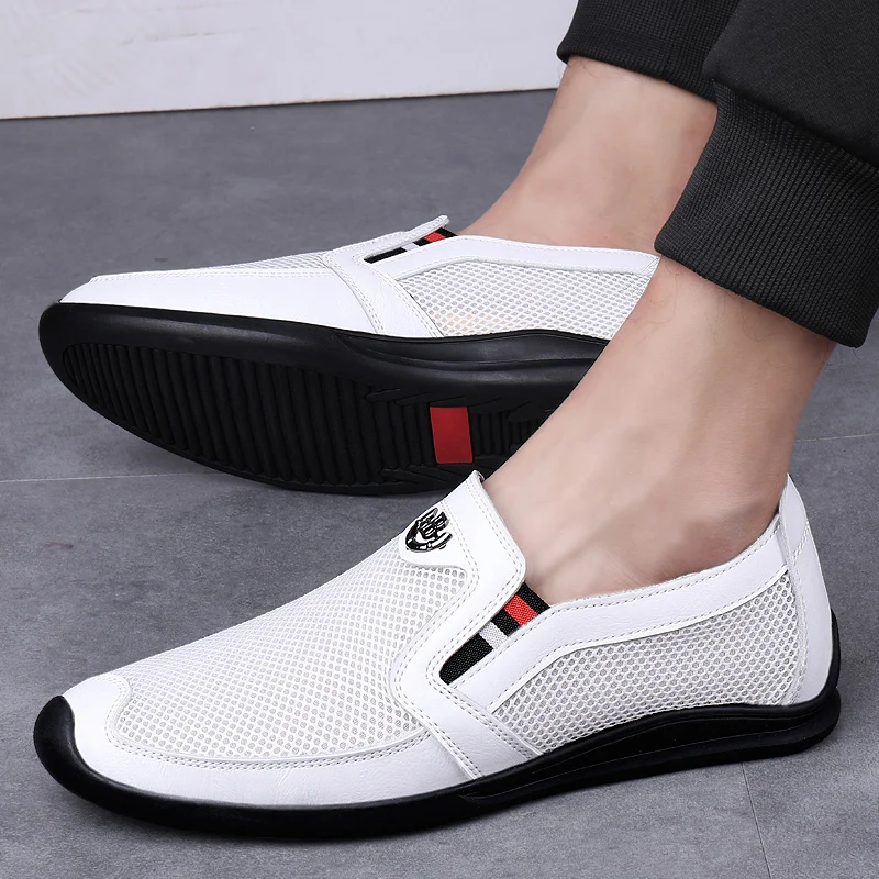 

Men's Cow Leather Slip-Ons Loafers Cool and Comfortable Male Casual Genuine Leather Doug Boat Shoes Driving Shoes
