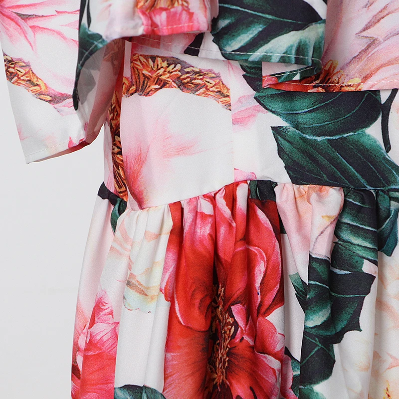 

SISPELL Ditsy Floral Dresses For Female Square Collar Off Shoulder Backless Patchwork Ruffle High Waist Women's Summer Dress