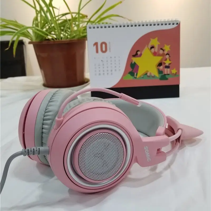 SOMiC G951S Игровые наушники 3,5 мм+ USB DJ глубокий бас Кот в наушниках с микрофоном для компьютера Профессиональный геймер