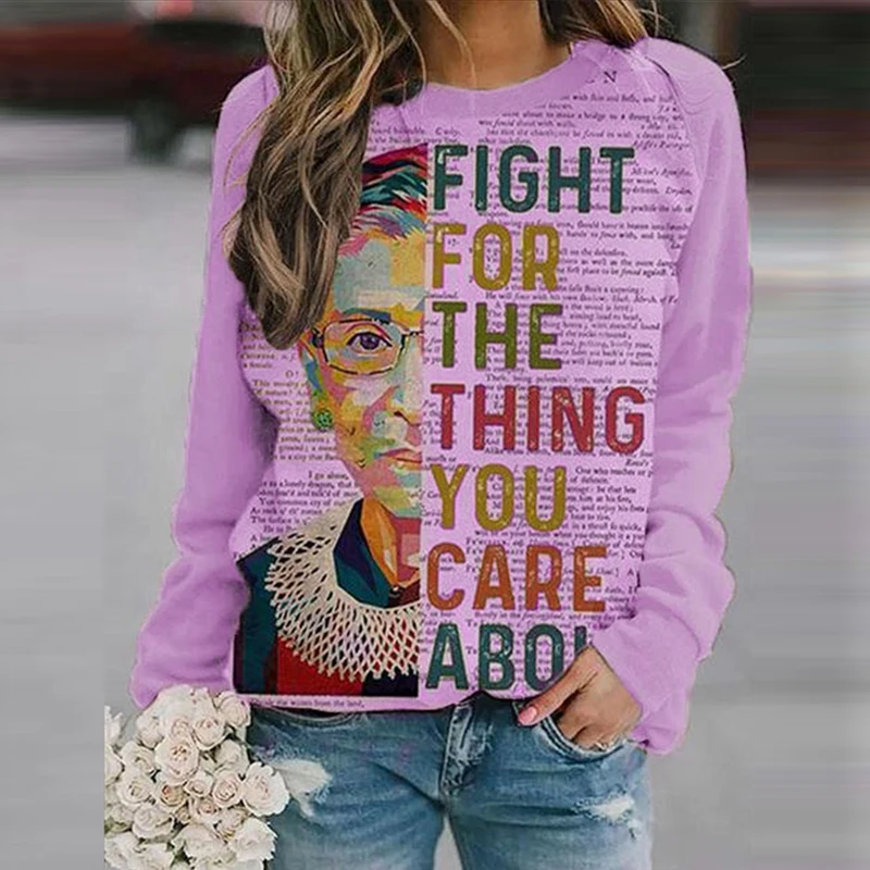 

Women Sweatshirt Character and Letter Printing Casual Blouse Autumn Winter Female Long Sleeve Pullover Tops Crewneck Sweatshirt