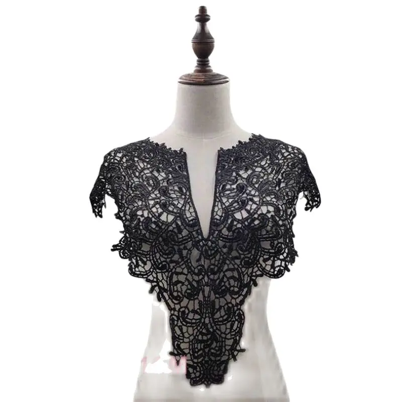 

Hot Sale Water Soluble Lace Collar Polyester Silk Embroidered Corsage 3D Hollow Embroidery Fake Collar DIY Lace Accessories