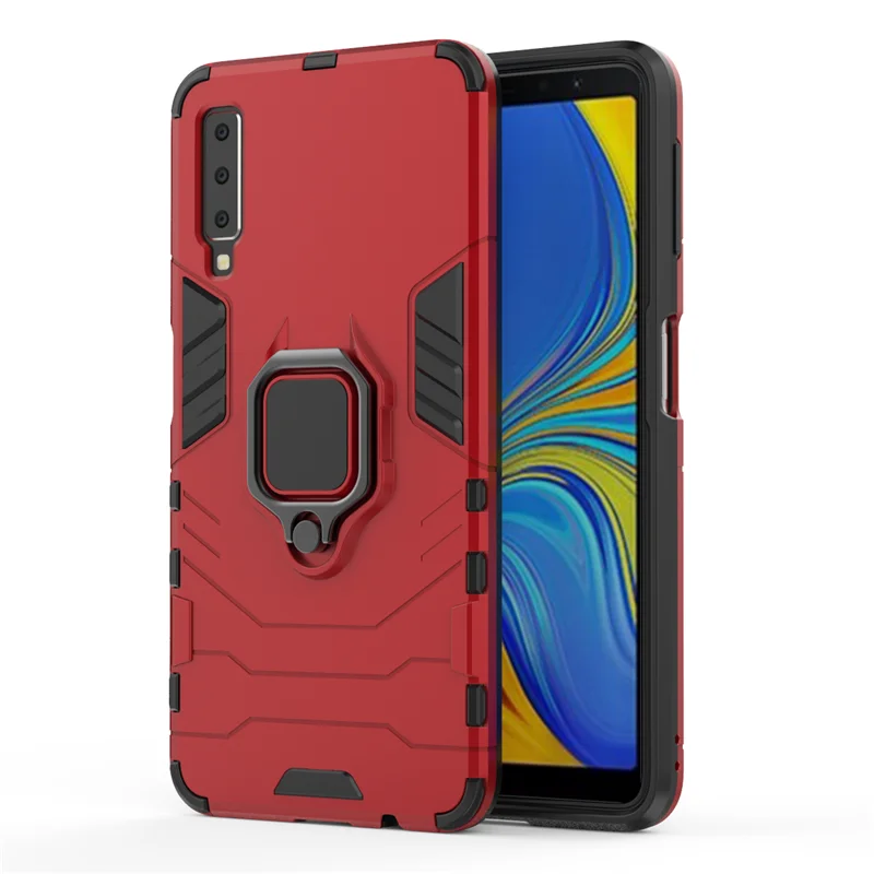 Armor Metal Finger Ring Thin Phone Shell For Samsung Galaxy Note 9 J6 Plus J4 Prime A8 A7 2018 S8 S9 Shockproof Cover Soft Case |