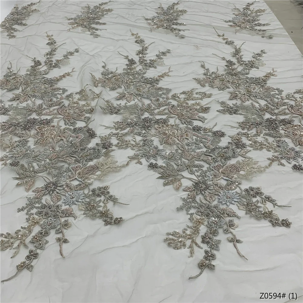 Новый дизайн бусины кружевная ткань ручной работы французское свадебное платье