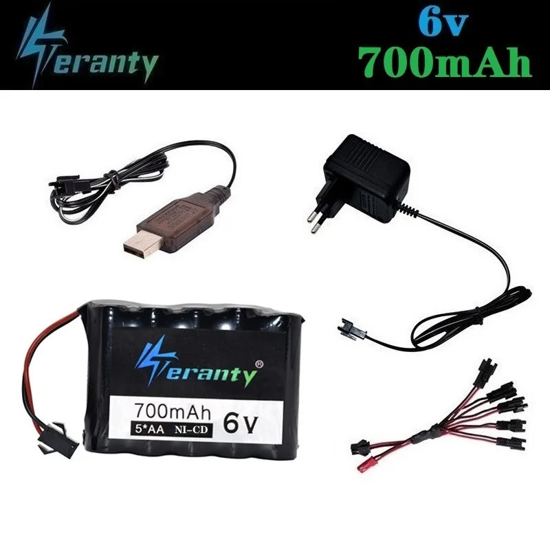 Teranty power 6v 700mah NICD аккумулятор и 6v зарядное устройство для радиоуправляемой игрушечной машины лодки пистолет Танк грузовик поезда радиоуправляемая игрушка модель 6v Ni-CD батарея
