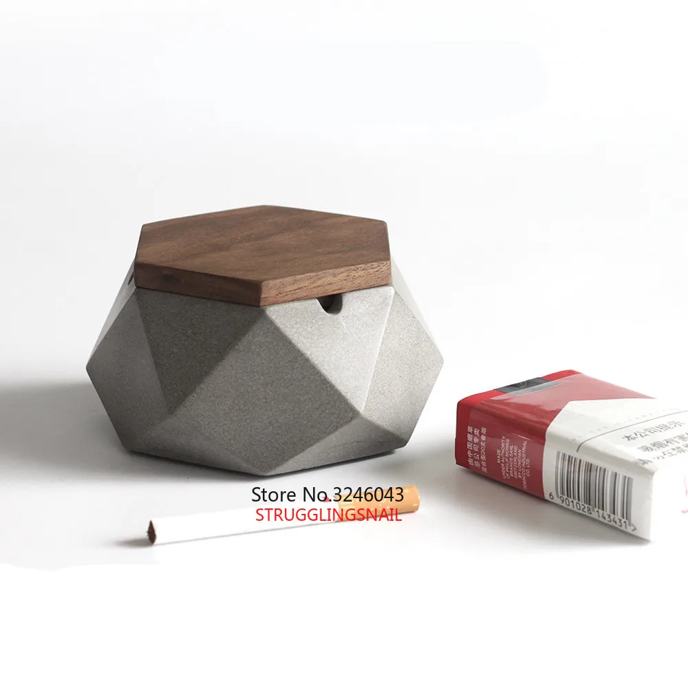 Новая цементная пепельница с деревянным покрытием утонченная промышленная