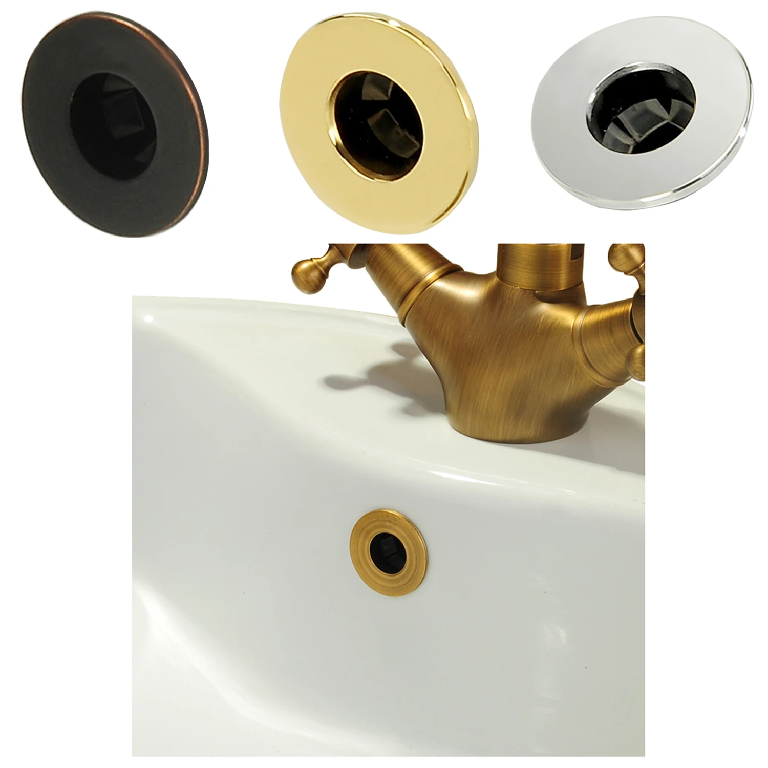 

New design Bathroom Basin / Sink Overflow Cover/Brass Six-foot ring Bathroom Product Basin Tidy Insert Replacement WF-0567 (Brig