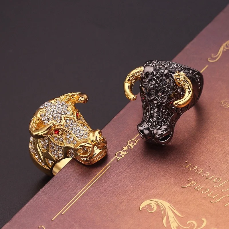 New Bull Warrior Domineering Ring Personality Red Eye Head Retro Fashion | Rings