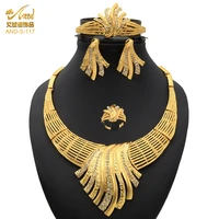 nigerian jewelery set wedding jewelry sets for women dubai 24k gold plated jewlery african designer earrings bridal necklace