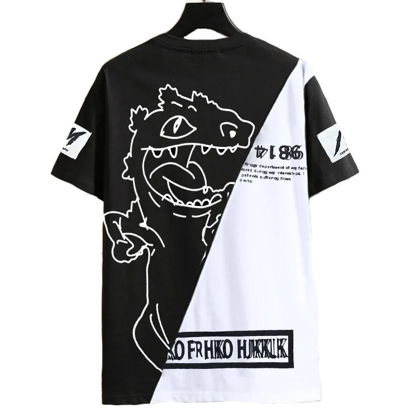 

Oversized men's color matching round neck short sleeve T-shirt fattening fat man loose casual half sleeve shirt