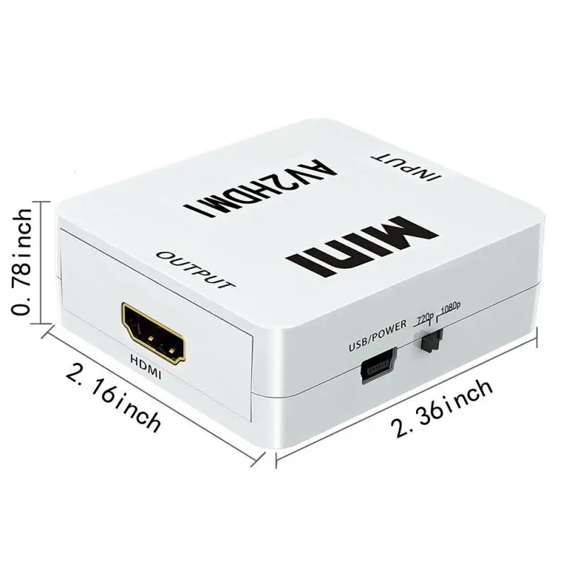 2021 1080p Мини Rca в HDMI совместимый композитный конвертер Cvbs Аудио видео Av для Hd Tv с