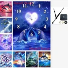 5d алмазная живопись с механические часы Дельфин в форме сердца со стразами вышивальные часы Алмазная мозаика продажа домашняя декорация Наклейка на стену