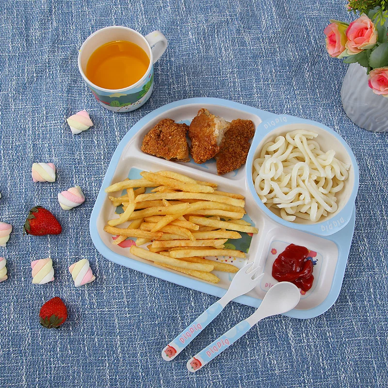 Безопасный 5 комплектов здоровых детских столовых приборов набор из бамбукового