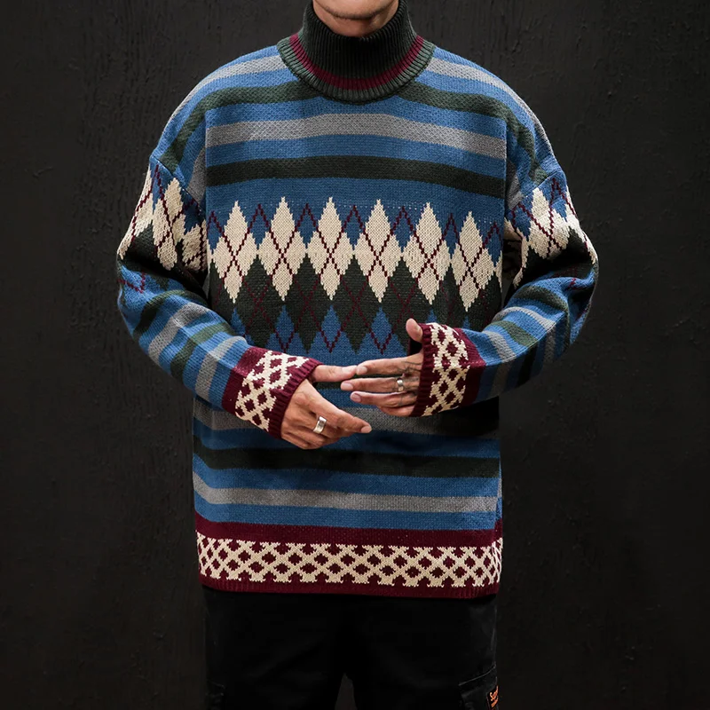 Модный свитер с принтом Мужская Уличная одежда вязаный мужской пуловер мягкий