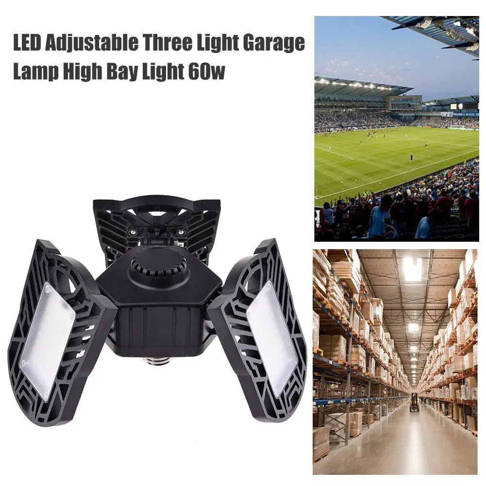 80W E27 Fold UFO LED Light 8000LM Three Garage Lamp High Bay Workshop Lighting Parking E26 Warehouse Lights | Освещение