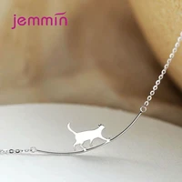 original 925 sterling sliver necklaces playful cat pet pendant necklace for women wedding jewelry accessories