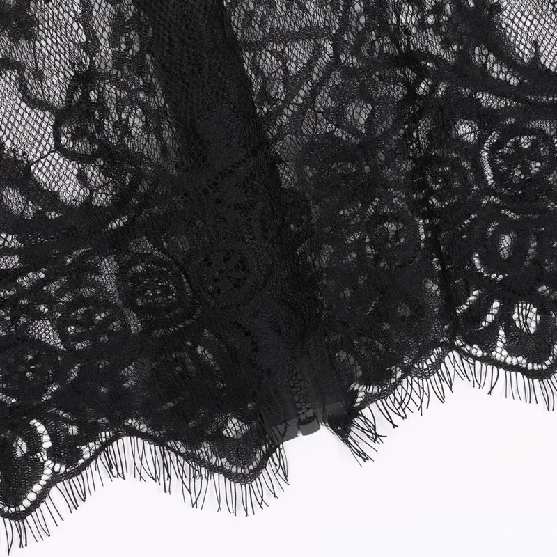 

EFINNY Summer Sexy Vintage Sleeve Crop Short Black V Neck Clubwear Lace Out Blusas Blouse Hollow Women Femininas Sexy