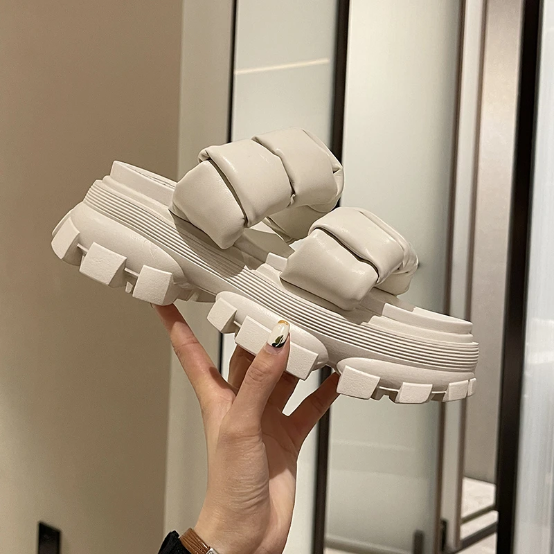 

Fashion outer wear summer new style women's flip flops outer wear thick-soled cross casual beach sandals X862