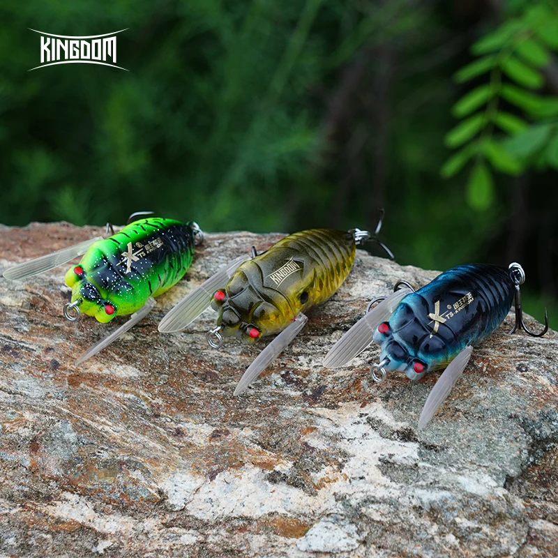 Kingdom Topwater Floating Simulation Cicada Fishing Lures Hard Bait Saltwater Bionic Insect Swing Wobbler 40mm 55mm Fishing Lure