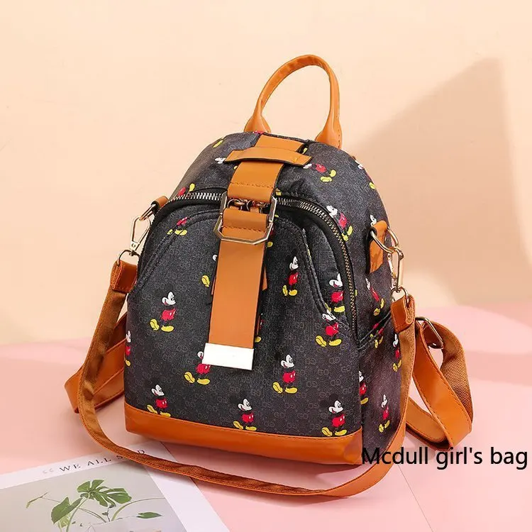 disney cartoon mickey fashion hot sale ladies backpack pu zipper high quality large capacity luxury brand ladies backpack free global shipping