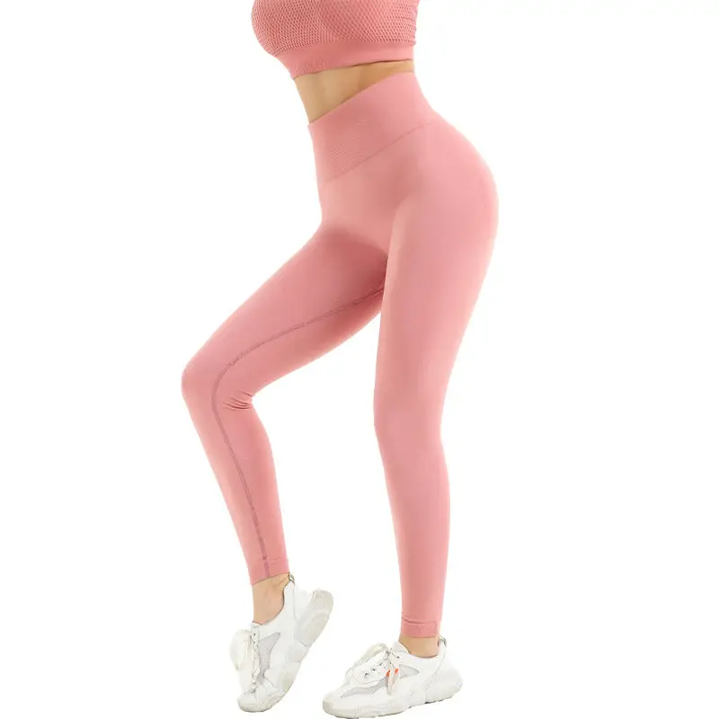 Женские персиковые тренировочные брюки с открытой промежностью эластичные