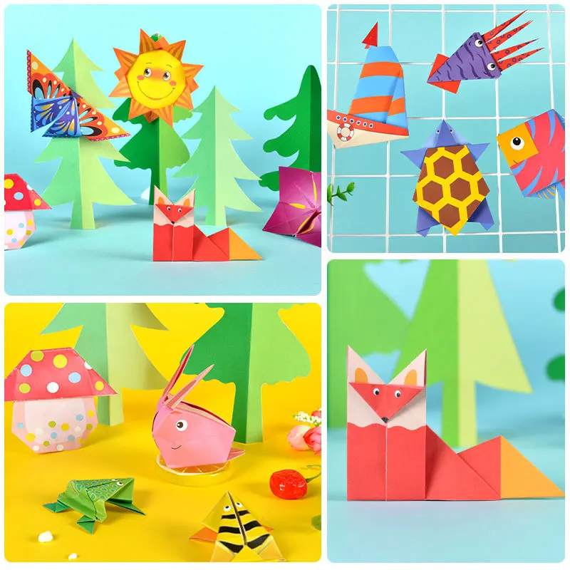 54pcs/set Cartoon Pattern Home Origami Kingergarden Art Craft DIY Educational Toy Paper Double Sided Creativity Toys for Kids images - 2