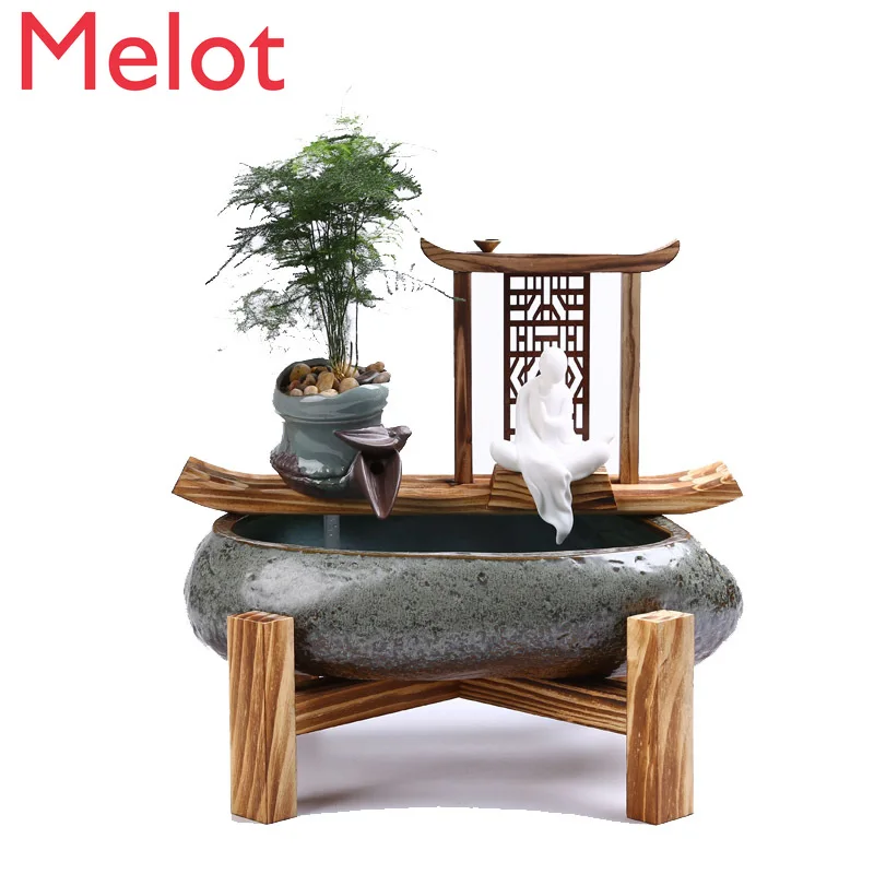 

Creative Ceramic Water Fountain Decoration Lucky Feng Shui Loop Desktop Entrance Office Decoration