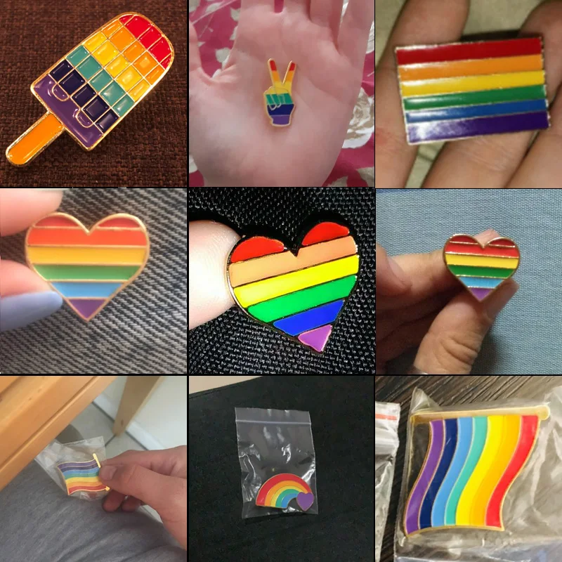 

Creative Love Heart Rainbow Brooch Pin Cute Cartoon Colours Enamel Clouds Brooch Denim Badge Clothes Lapel Jewelry Gift Unisex