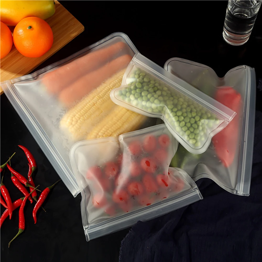 

Reusable Self-supporting Zipper Sealed Bag Silicone Food Storage Container