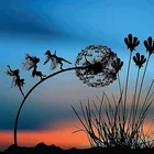 Скульптура с одуванчиком в виде цветка, сказочного эльфа для танцев, ангела, металлическое ремесло, стальная проволока, украшение для дома, сада, фигурки, украшение комнаты