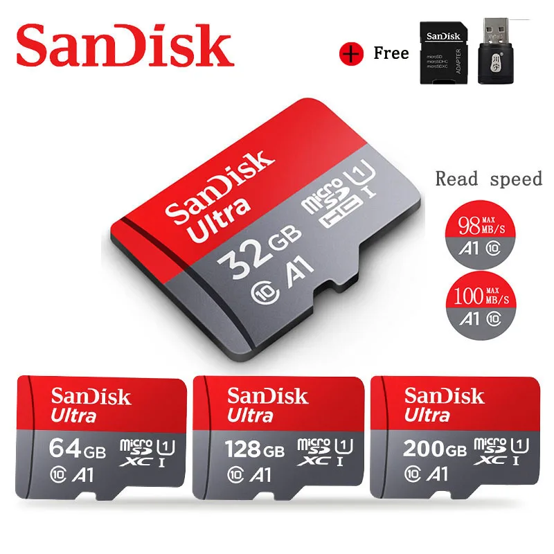 Карта памяти Sandisk Ultra Micro SD для телефона карта SD/TF на 64 ГБ 128 256 400 16 32 ГБ|Карты памяти|