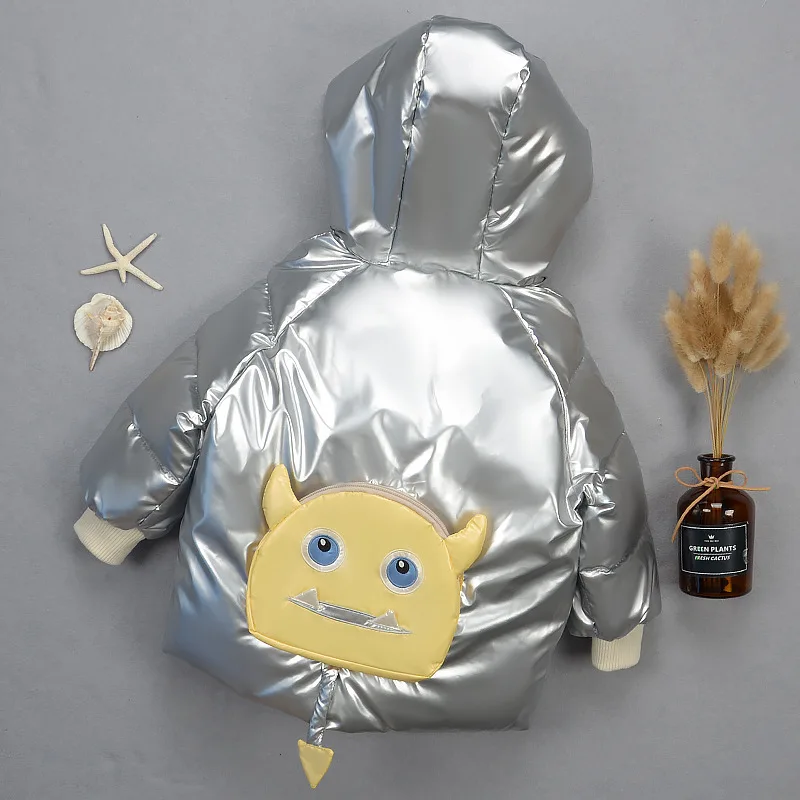 

2020 Cartoon Horns Childrens Jacket For A Boy Hooded Baby Clothes Girls Cotton Solid Winter Coat For Girls Suit 3-8 Years Old