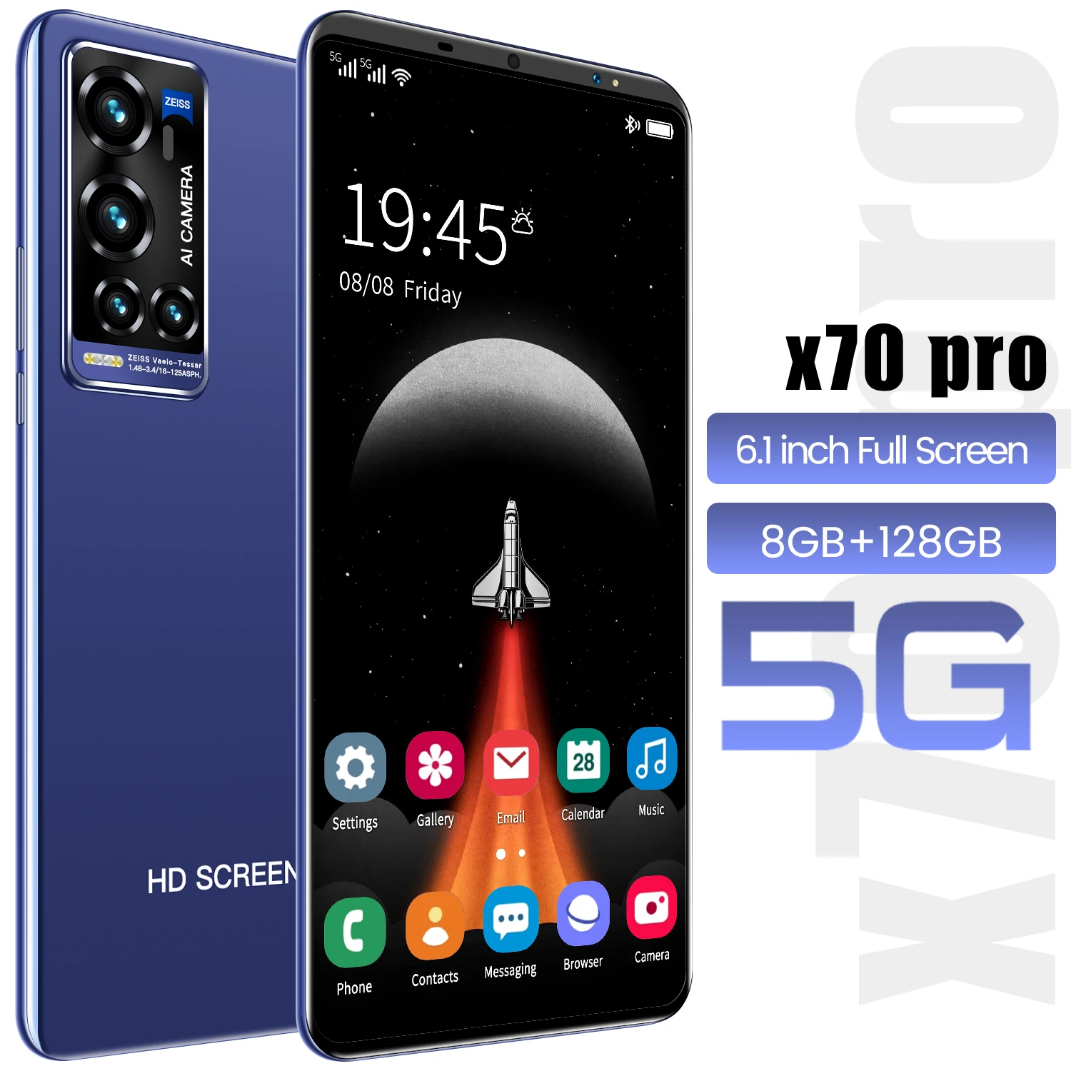 

New Arrival 4G LTE 5G Smart Phone X70 Pro 6.1 Inch 8GB RAM 128GB ROM 4800mAh 10 Core Andriod 10.0 Fingerprint Unlock Cellphones