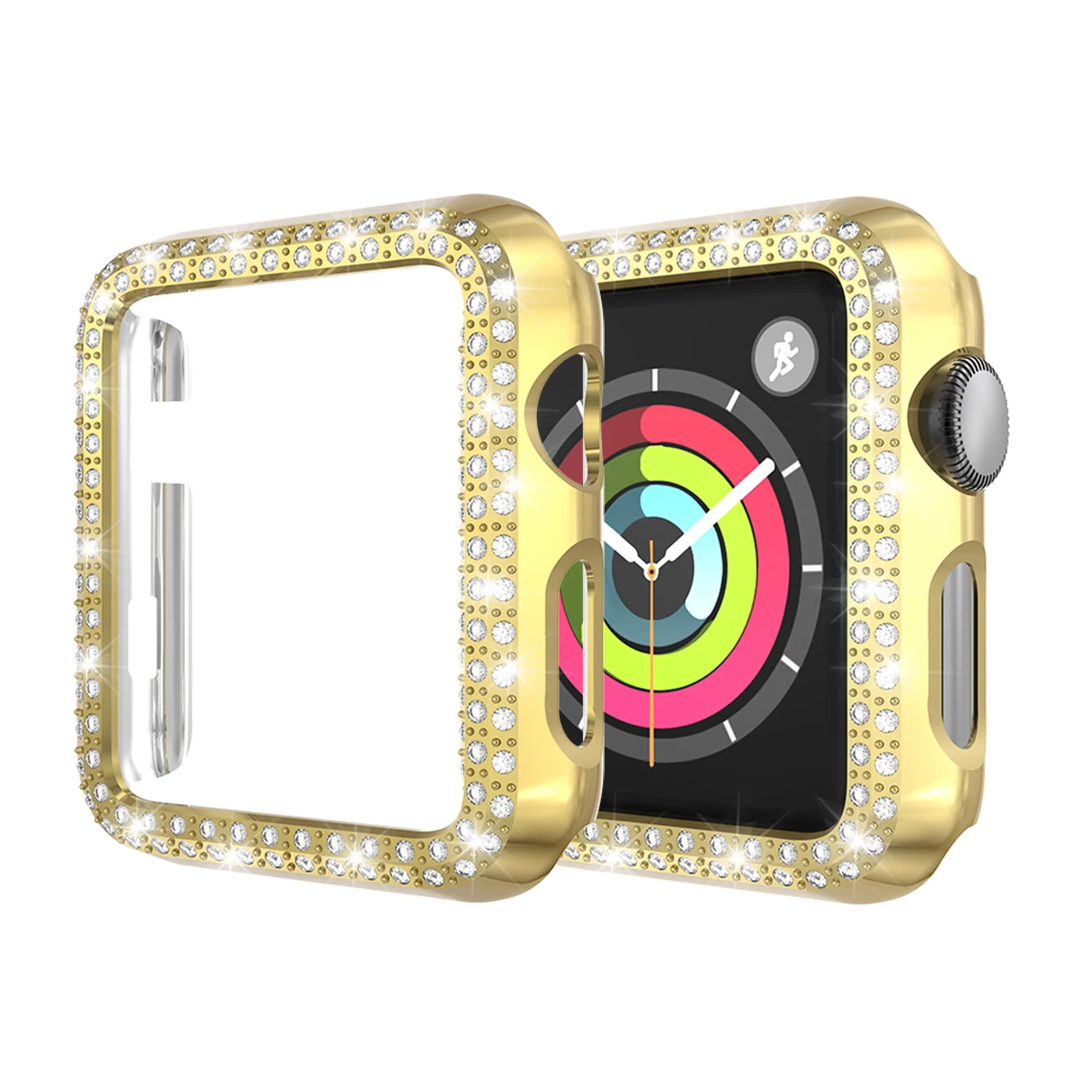 Чехол для часов с двумя алмазами для apple watch 5, 4, 3, 2, чехол 38 мм, 42 мм, 40 мм, 44 мм, защитный чехол для экрана для iWatch Series 5, 4
