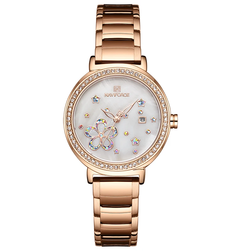 

NAVIFORCE Top Brand Luxury Women Watch Rose Gold Steel Ladies Wrist Watches Bracelet Crystal Girl Clock Date Relogio Feminino