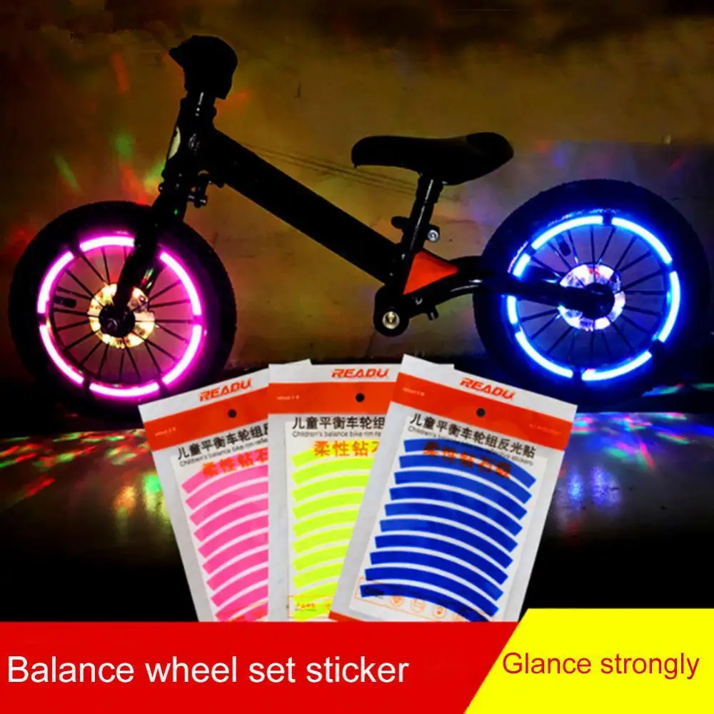 

35% Hot Sales!!! 10Pcs Children Balance Bike Wheel Bright Reflective Tape Strip Stickers Decor