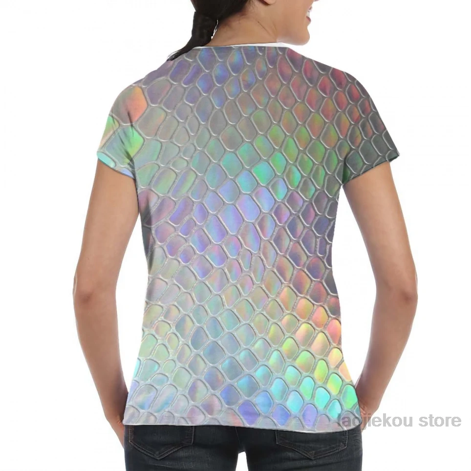 Holographic croc/мужская футболка с принтом для женщин; модная футболка для девочек; футболки для мальчиков; летние футболки с короткими рукавами