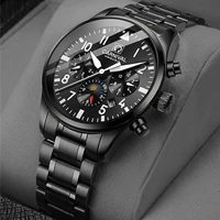 carnival new fashion pilot mechanical watch men stainless steel waterproof luminous calendar 24 hours automatic watches mens